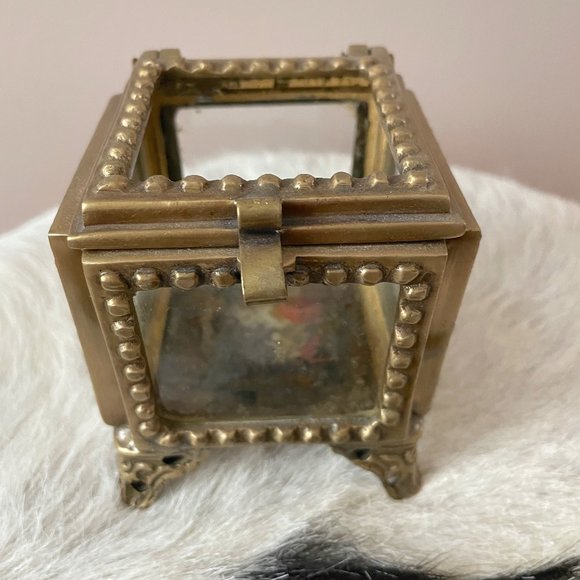 Anthropologie Gold Glass Trinket Box - Picture 3 of 6